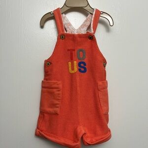 Tous Orange Kids' Short Overalls with Multicolor Lettering